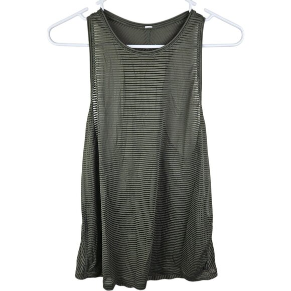 Lululemon Miles Ahead Tank in Stripe Sage Olive‎ Green - Picture 1 of 8
